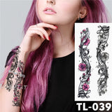 Water Transfer Dark Splash Ink Realistic Roses Temporary Tattoo Sticker Arm Leg Back Pattern Body Art Waterproof Fake Tattoo