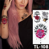 Water Transfer Dark Splash Ink Realistic Roses Temporary Tattoo Sticker Arm Leg Back Pattern Body Art Waterproof Fake Tattoo