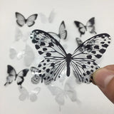 elvesmall 18pcs/set Black and White Crystal Butterflies Wall Sticker For Kids Rooms Art Mural Refrigerator Wedding Decoration Wall Decals