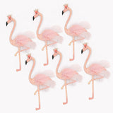 elvesmall 5pcs Cute Pink feather Flamingo Glitter Cupcake Topper Bamboo Sign Baby Shower Birthday Wedding Party Decor Favors Supplies,Q