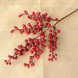 elvesmall 5 Fork Single Red Berry DIY Christmas Decorations For Home Wedding Party Decoration Artificial Flower Berry Fake Flower Branch