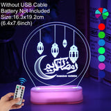 elvesmall Eid Mubarak Decor Ornament Light Eid Kareem Ramadan Decor for Home Ramadan Mubarak Eid Al Adha Islamic Muslim Party Decor