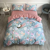 elvesmall 29Color 4/6Pcs Luxury Egyptian Cotton Bedding Set Queen King size Bright Flamingo Leaf Duvet Cover Bed sheet set Fitted sheet