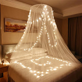 elvesmall Mosquito Net for Bed,Dream Bedspread with 100 Led Lights,Large Hanging Canopy Bed Curtain Dome Netting for home room decor