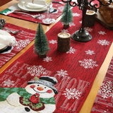 33x180cm Snowman Xmas Christmas Table Runner Pillowcase for Wedding Party Luxury red embroidered Tablecloth Decoration