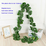 elvesmall 205cm Green Silk Artificial Hanging Leaf Garland 12pcs of Plants Vine Leaves For Home Wedding Party Bathroom Garden Decoration