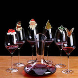 elvesmall 10PCS New Christmas Decorations Wine Glass Hats Card Champagne Red Wine Christmas Hat  Card Decoration Party Holiday Decorations