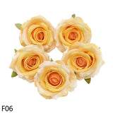 elvesmall 5/10pcs Artificial Rose Head Silk Leaves Flower For Home Wedding Party Gift Box Decoration Fake Flower DIY Christmas Wreath 10cm