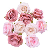 elvesmall 5/10pcs Artificial Rose Head Silk Leaves Flower For Home Wedding Party Gift Box Decoration Fake Flower DIY Christmas Wreath 10cm