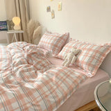 elvesmall Nordic Duvet Cover and Bedsheet 220x240 Quilt Cover Fashion 150x200 Duvet Cover Fashion Luxury Bedding Set Soft Plaid Bed Linen