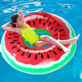 elvesmall Watermelon Inflatable Pool Float Circle Swimming Ring for Kids Adults Giant Swimming Float Air Mattress Beach Party Pool Toys