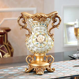 elvesmall Luxury European Resin Vase Stereoscopic Dried Fowers Arrangement Wobble Plate Living Room Entrance Ornaments Home Decorations