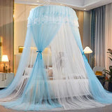 elvesmall Bed Canopy Double Colors Hung Mosquito Net Princess Bed Tent Curtain Foldable Canopy On The Bed Elegant Fairy Lace Dossels