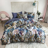 elvesmall 29Color 4/6Pcs Luxury Egyptian Cotton Bedding Set Queen King size Bright Flamingo Leaf Duvet Cover Bed sheet set Fitted sheet