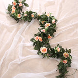 elvesmall Silk Artificial Rose Vine Hanging Flowers for Wall Christmas Rattan Fake Plants Leaves Garland Romantic Wedding Home Decoration