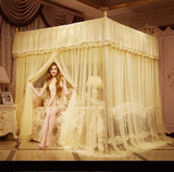 elvesmall Luxury Princess Canopy Bed Curtains 3 Side Openings HomeBed Curtain Netting Mosquito Net Bedding No Bracket