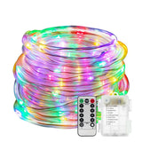 elvesmall  5M/10M/12LED Rope Strip Lights Remote Control Tube Rope Garland Fairy Lighting Strings for Outdoor Indoor Garden Christmas Decor