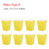 50pcs Paper Candy Cartons Popcorn Box Party Supplies White Popcorn Boxes Pop Corn Snacks Food Tub Wedding Kids Birthday Supplies