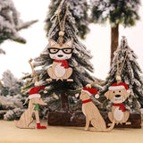 elvesmall Car Ornaments Small Christmas Tree Hanging Wooden Pendants Elk Cartoon Animal Ornaments 2025 New Christmas Holiday Decorations