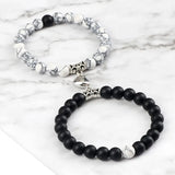 elvesmall Valentines Day Gift 2Pcs/Set Beads Bracelet For Lovers Natural Stone Distance Heart Magnet Couple Bracelets Friendship Fashion Jewelry Gift