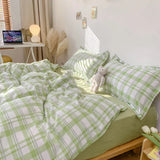 elvesmall Nordic Duvet Cover and Bedsheet 220x240 Quilt Cover Fashion 150x200 Duvet Cover Fashion Luxury Bedding Set Soft Plaid Bed Linen
