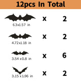 elvesmall 12/24/48pcs Halloween Decoration 3D Black Bat Halloween Party DIY Bar Room Decor Party Scary Props Wall Sticker