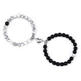 elvesmall Valentines Day Gift 2Pcs/Set Beads Bracelet For Lovers Natural Stone Distance Heart Magnet Couple Bracelets Friendship Fashion Jewelry Gift