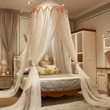 elvesmall Household Breathable Hanging Dome Mosquito Net Romantic Canopy Bed Valance Fringe Lace Tent Dream Room Decoration Mosquito Net