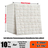 elvesmall  10pcs 3D Wall Sticker Imitation Brick Bedroom Decoration Waterproof Self Adhesive Wallpaper for Living Room Kitchen TV Backdrop