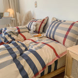 elvesmall Nordic Duvet Cover and Bedsheet 220x240 Quilt Cover Fashion 150x200 Duvet Cover Fashion Luxury Bedding Set Soft Plaid Bed Linen