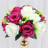 elvesmall  Cheap Artificial Flower Ball Plastic Green Mesh Base Silk Table Centerpieces For Wedding Decor Party Road Lead Flower Bouquets
