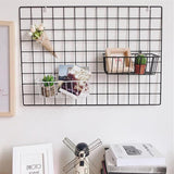 Nordic Iron Grid Wall Art Decoration Shelf Home Decor Bedroom Photos Frame Postcards Mesh Display Storage Organizer Racks Holder