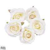 elvesmall 5/10pcs Artificial Rose Head Silk Leaves Flower For Home Wedding Party Gift Box Decoration Fake Flower DIY Christmas Wreath 10cm