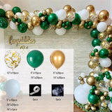 elvesmall  123pcs Green Gold Balloon Garland Arch Gold Confetti White Globos Birthday Party Wedding Valentines Day Anniversary Decoration