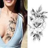 elvesmall Women's Fashion Flower Temporary Tattoos Sticker Fake Rose Feather TatooS Decal Waterproof Body Art Legs Arm Tatoos For Women