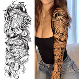 3D Large Flower Rose Temporary Tattoo For Women Men Black Fake Compass Warrior Tattoos Sticker Triangle Full Arm Sleeve Tatoos