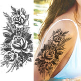 elvesmall Women's Fashion Flower Temporary Tattoos Sticker Fake Rose Feather TatooS Decal Waterproof Body Art Legs Arm Tatoos For Women