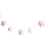 elvesmall 5Pcs Nordic Felt Stars Garland Banner Tent Bed Mat Pendants Baby Shower Bunting Ornaments for Kids Room Hanging Wall Decorations