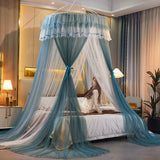 elvesmall Bed Canopy Double Colors Hung Mosquito Net Princess Bed Tent Curtain Foldable Canopy On The Bed Elegant Fairy Lace Dossels