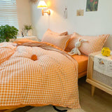 elvesmall Nordic Duvet Cover and Bedsheet 220x240 Quilt Cover Fashion 150x200 Duvet Cover Fashion Luxury Bedding Set Soft Plaid Bed Linen