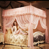 elvesmall Luxury Princess Canopy Bed Curtains 3 Side Openings HomeBed Curtain Netting Mosquito Net Bedding No Bracket
