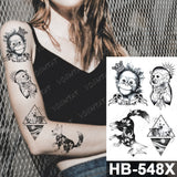 Waterproof Temporary Tattoo Sticker Old School Prajna Demon Knife Fake Tattoos Snake Rose Body Art Arm Fake Tatoo Women Men