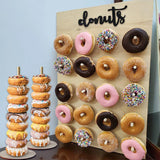 elvesmall DIY Wooden Donut Wall Rustic Wedding Decoration Table Donut Party Decor Baby Shower Anniversary Birthday Event Party Favor