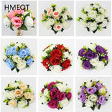 elvesmall  Cheap Artificial Flower Ball Plastic Green Mesh Base Silk Table Centerpieces For Wedding Decor Party Road Lead Flower Bouquets