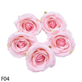 elvesmall 5/10pcs Artificial Rose Head Silk Leaves Flower For Home Wedding Party Gift Box Decoration Fake Flower DIY Christmas Wreath 10cm