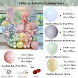 elvesmall 8Ft-24Ft Doubled Macaron Blue Green Maca Pink Yellow Garland Arch Kit Birthday Party Balloon Baby Shower Wedding Decoration