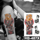 Waterproof Temporary Tattoo Sticker Old School Prajna Demon Knife Fake Tattoos Snake Rose Body Art Arm Fake Tatoo Women Men