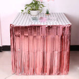 elvesmall 275x75 cm Hawaii Party Decoration Table Skirt Foil Fringe Metallic Tinsel Table Skirt For Wedding Birthday Party Decoration