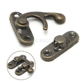 elvesmall 10x Antique Metal Catch Curved Buckle Horn Lock Clasp Hook Jewelry Box Padlock