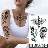 Waterproof Temporary Tattoo Sticker Old School Prajna Demon Knife Fake Tattoos Snake Rose Body Art Arm Fake Tatoo Women Men